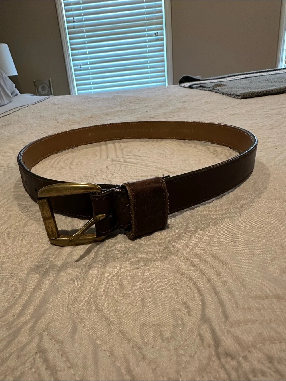 Women’s Jones New York Brown Leather Belt with Brass Buckle